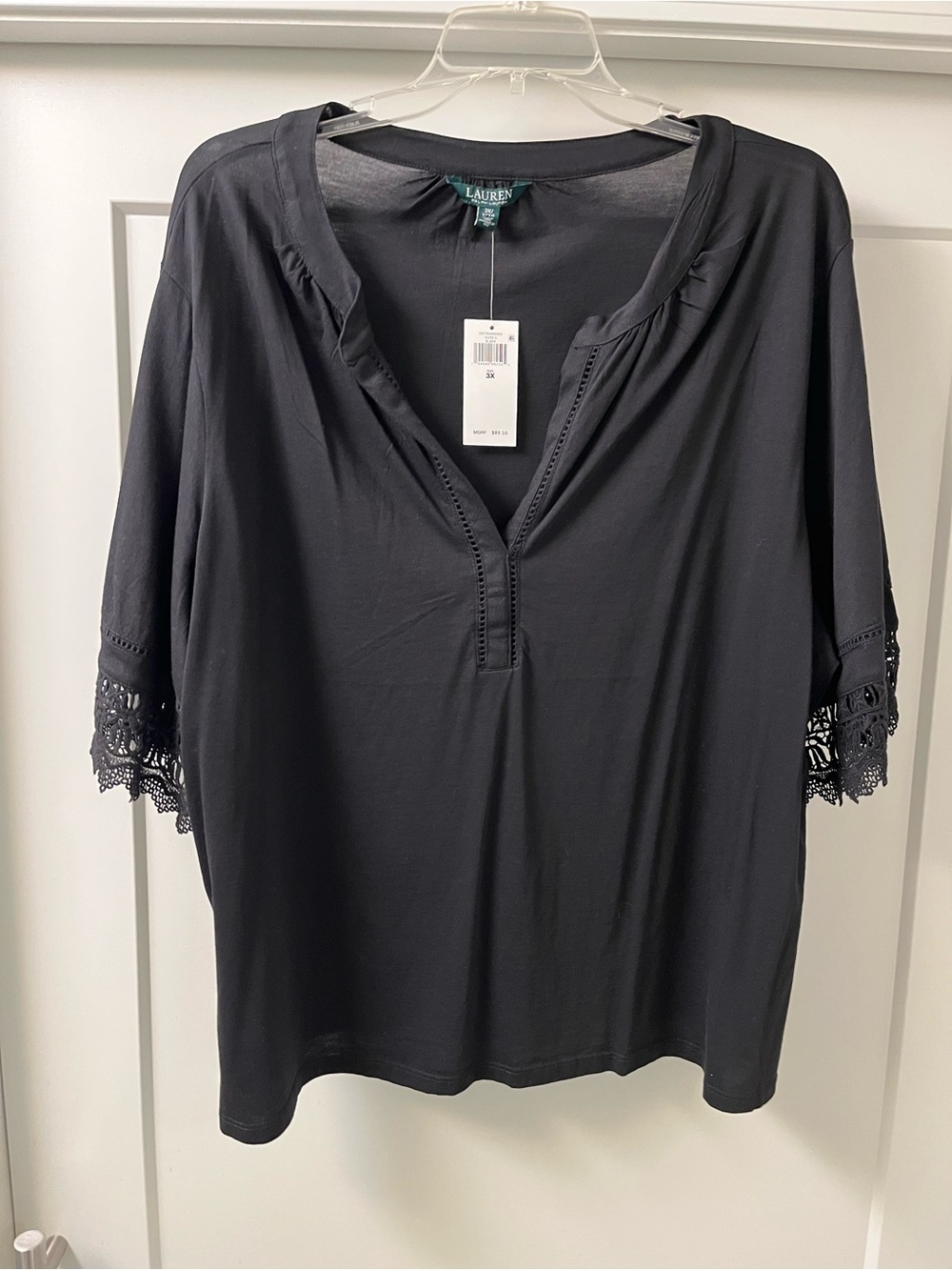 Lauren Ralph Lauren Eyelet Sleeve Top-NWT-size 3X